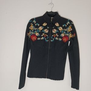 Anthropologie Embroidered Cardigan Sweater